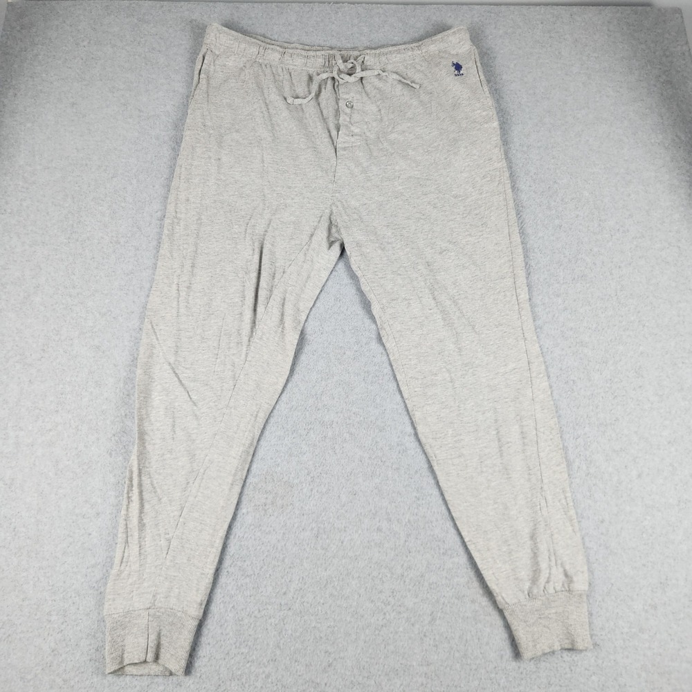 U.S. Polo Assn. Sleepwear Pants Mens XL Gray Cotton Blend Drawstring Waist Logo